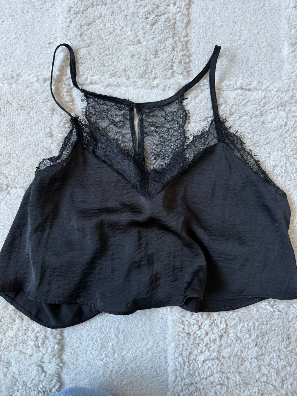 Black Lace-Trim Cami Top - Women